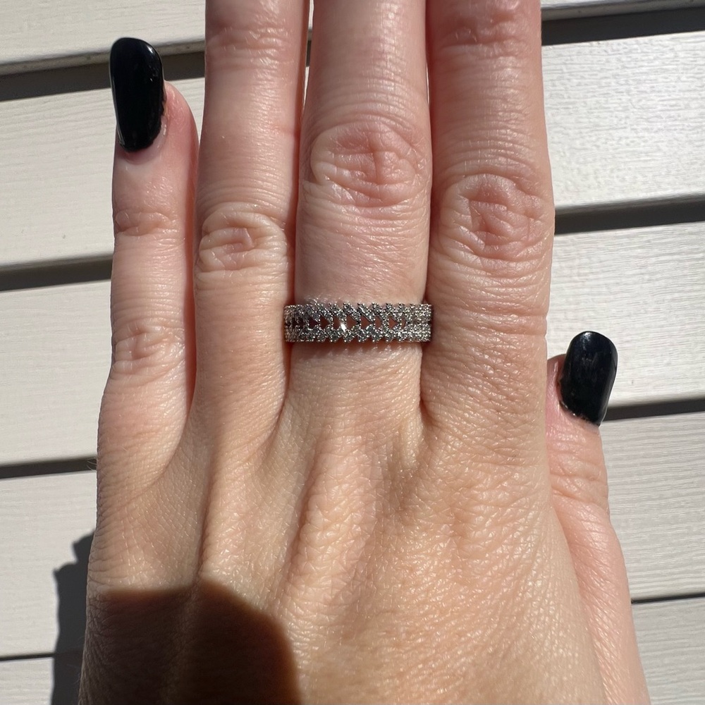 Vintage Estate 14KT White Gold Filigree Diamond Ring Size 8.5